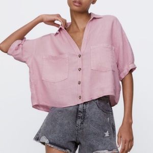 Cropped linen shirt